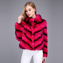 Load image into Gallery viewer, 2019 hot sale women real natural rex rabbit fur coat high quality 100% genuine rex rabbit fur chinchilla color winter jacket