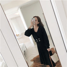 Load image into Gallery viewer, New Autumn And Winter Women Knitted Double-breasted Long sleeve Coat+Vest Pleated Dresses Set for Ladies Woman